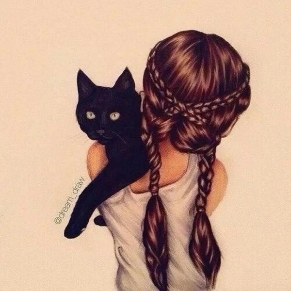 девушка с котиком