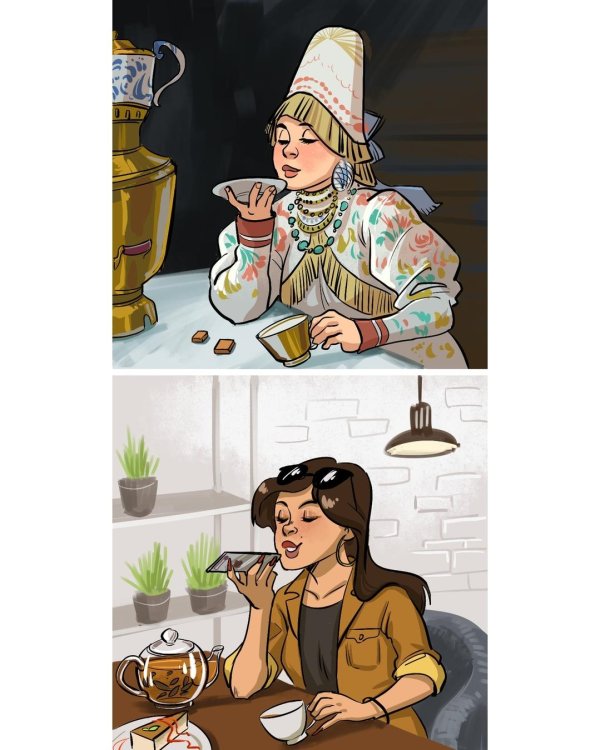 картина барыня пьет чай