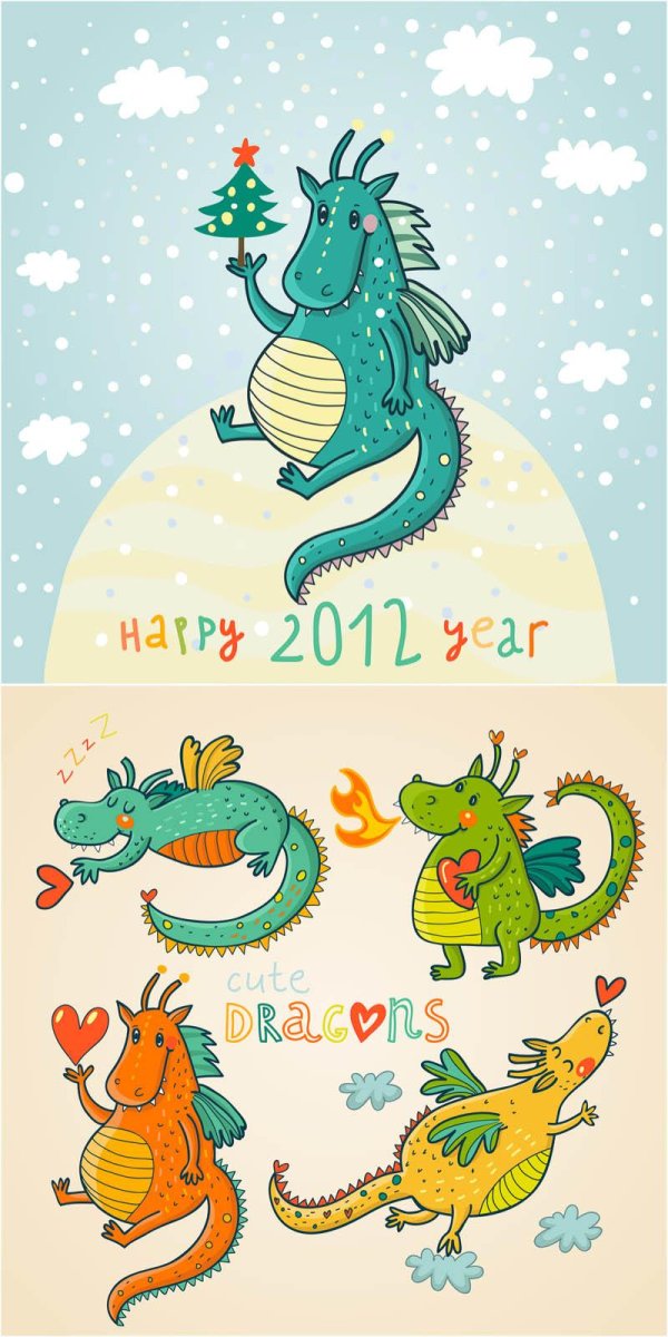 новогодние открытки с драконом