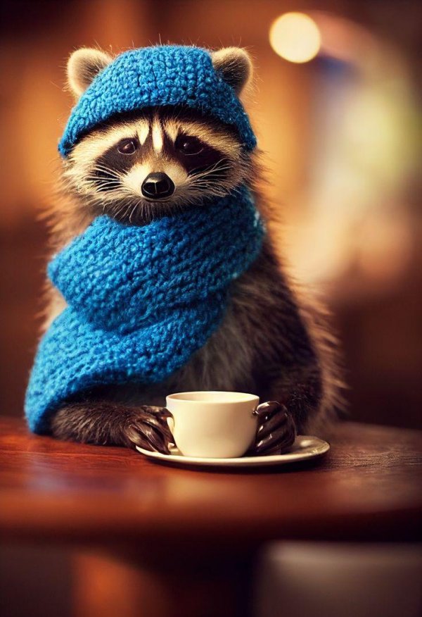 грустный енот