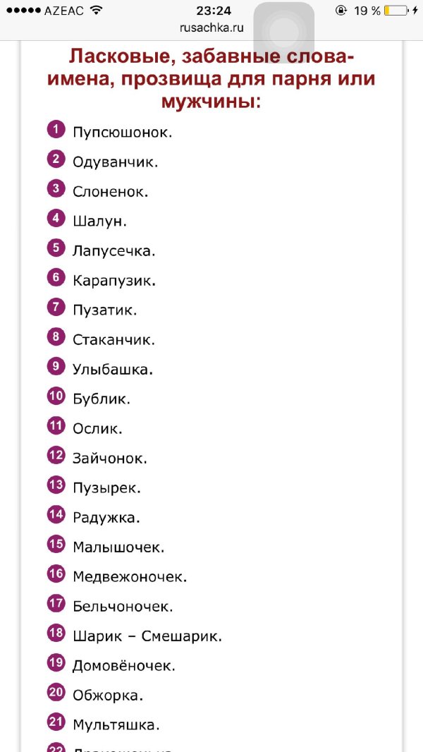 как можно называть парня