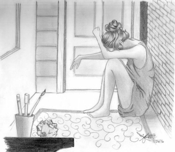 одиночество рисунок карандашом