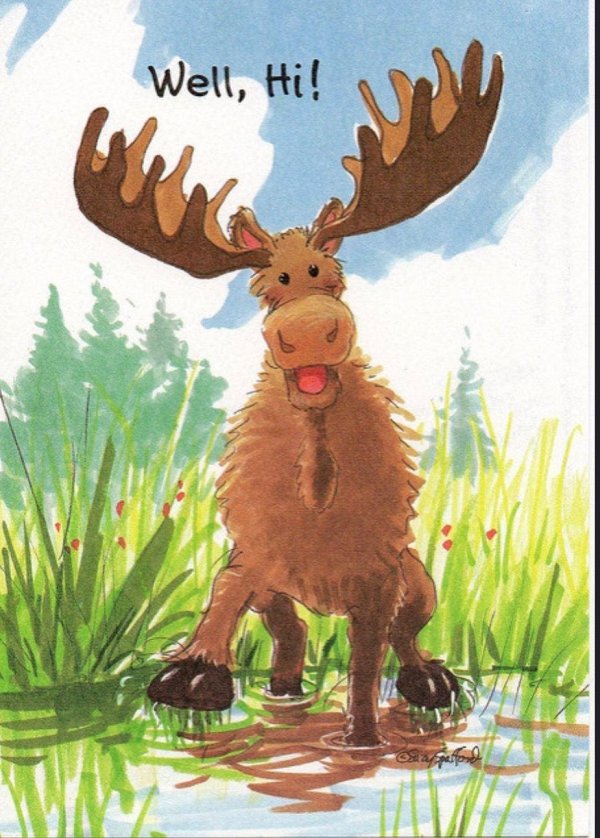 открытка с лосем с днем рождения