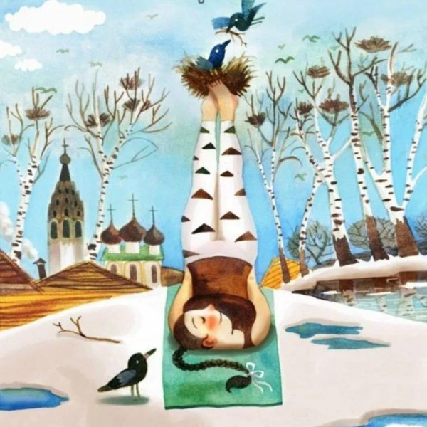 береза зимой