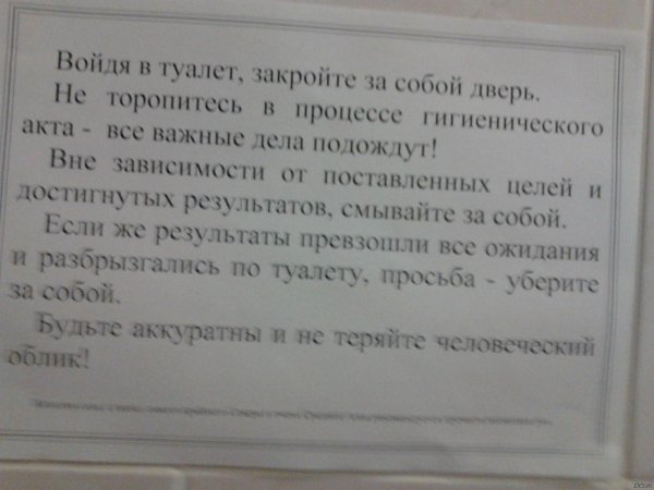 объявление в женский туалет