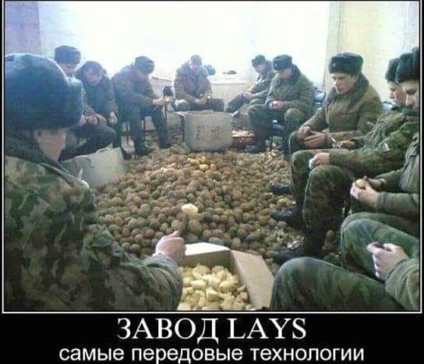 солдат чистит картошку
