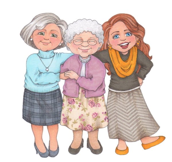 рисунки трех модных бабулек