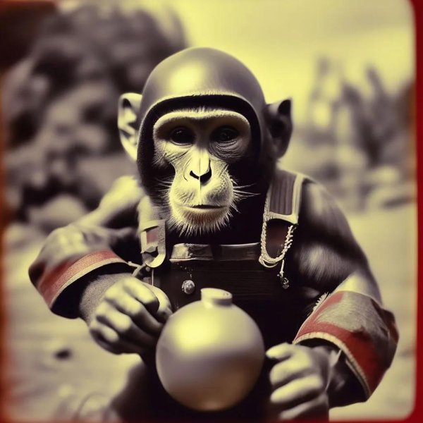 обезьяна в шлеме
