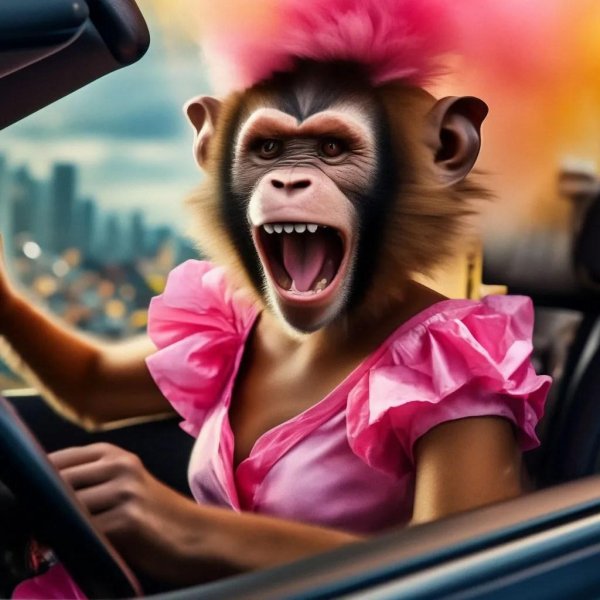 обезьянка за рулем