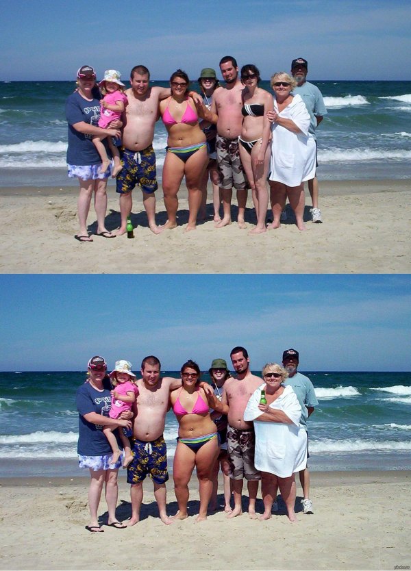 толстяк на море