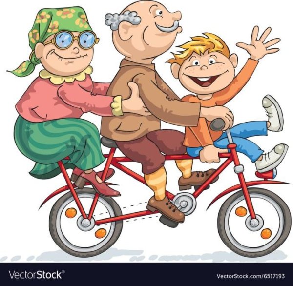 дедушка с внуками рисунок