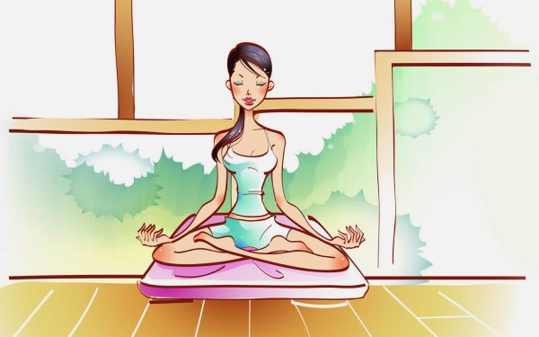 женщина занимается йогой