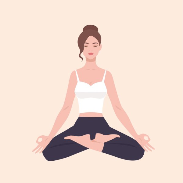 женщина в позе лотоса