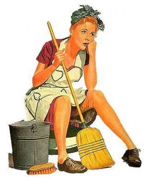 уборщица со шваброй