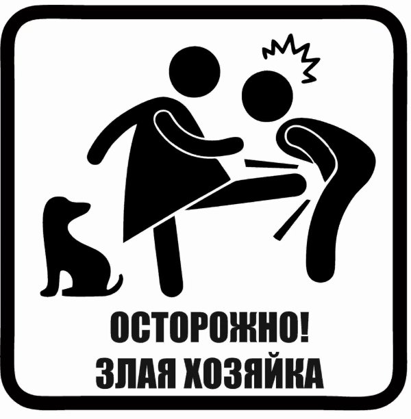 наклейка осторожно злая хозяйка