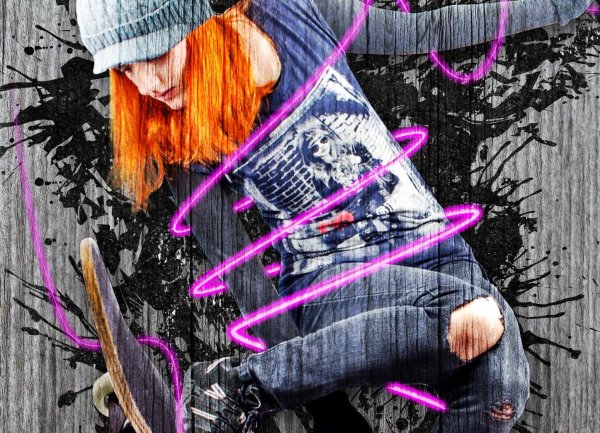 девушка на скейте