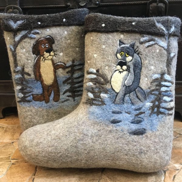 вышивка на валенках