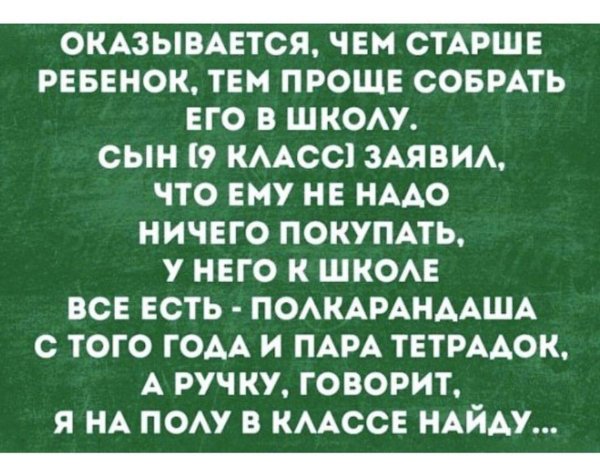 чем старше ребенок тем проще собрать в школу