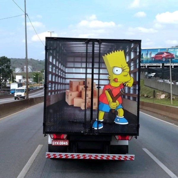 барт симпсон на машине