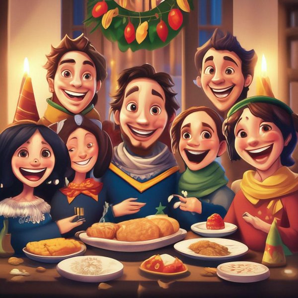 семья за праздничным столом