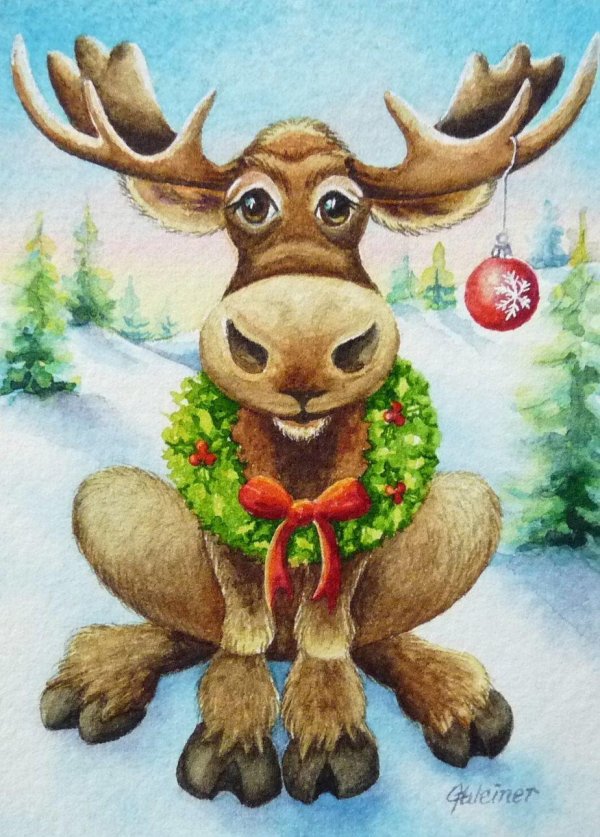 новогодние рисунки с оленем