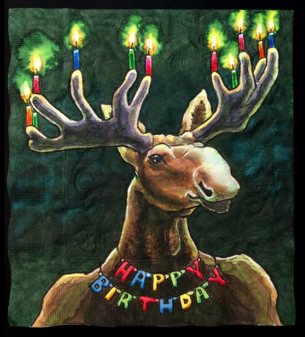 открытка с лосем с днем рождения