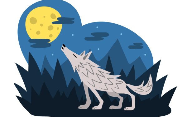 волк воет рисунок