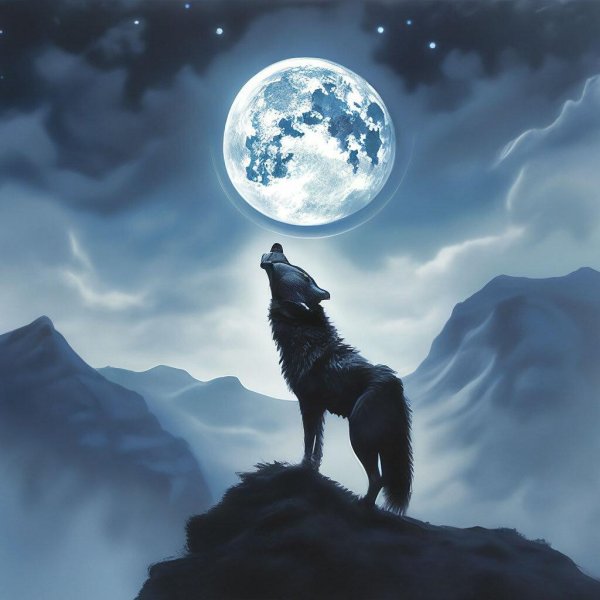 волк под луной