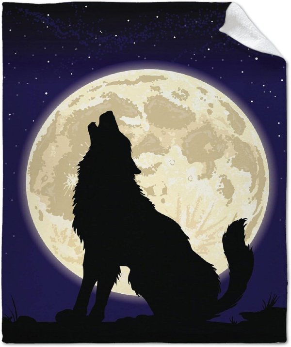 силуэт волка воющего на луну