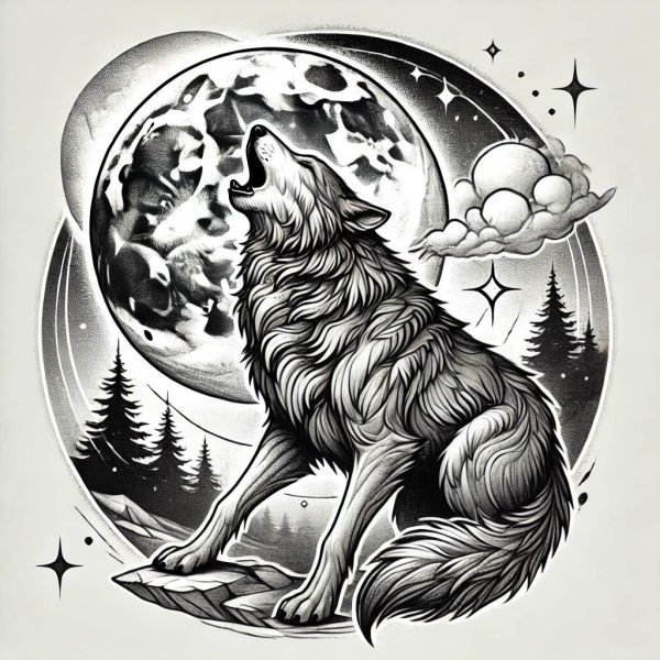 волки рисунок карандашом