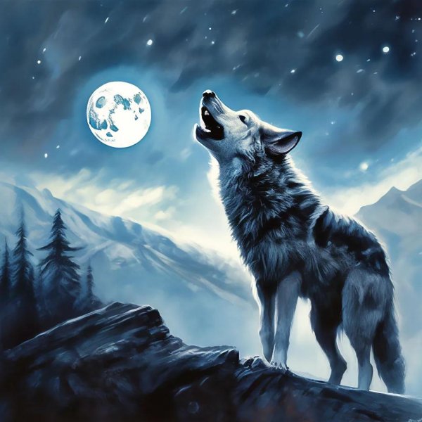 волк под луной