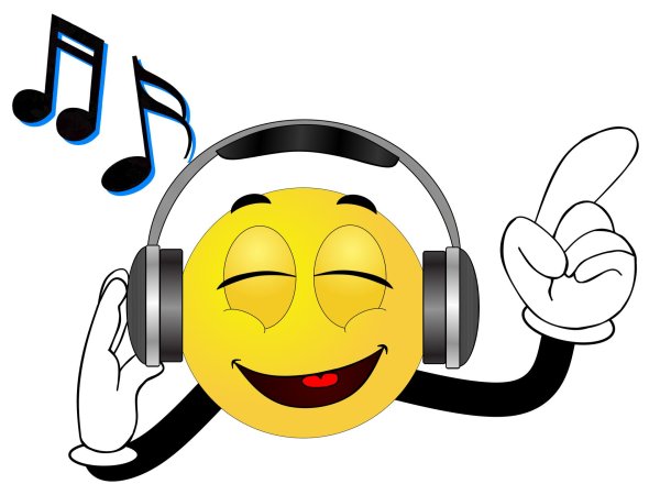 смайлик слушает музыку