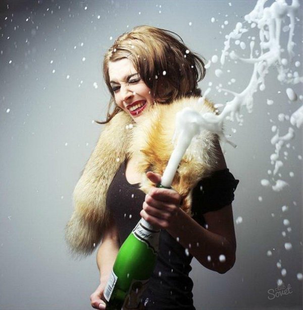девушка шампанское