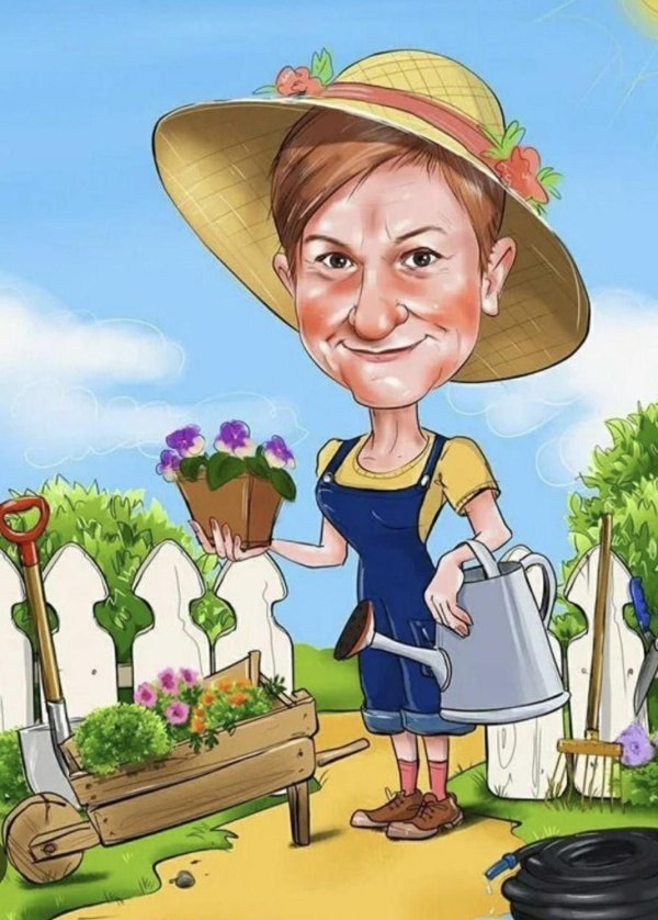 шарж дачница