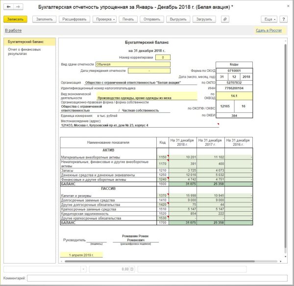 бухгалтерская отчётность