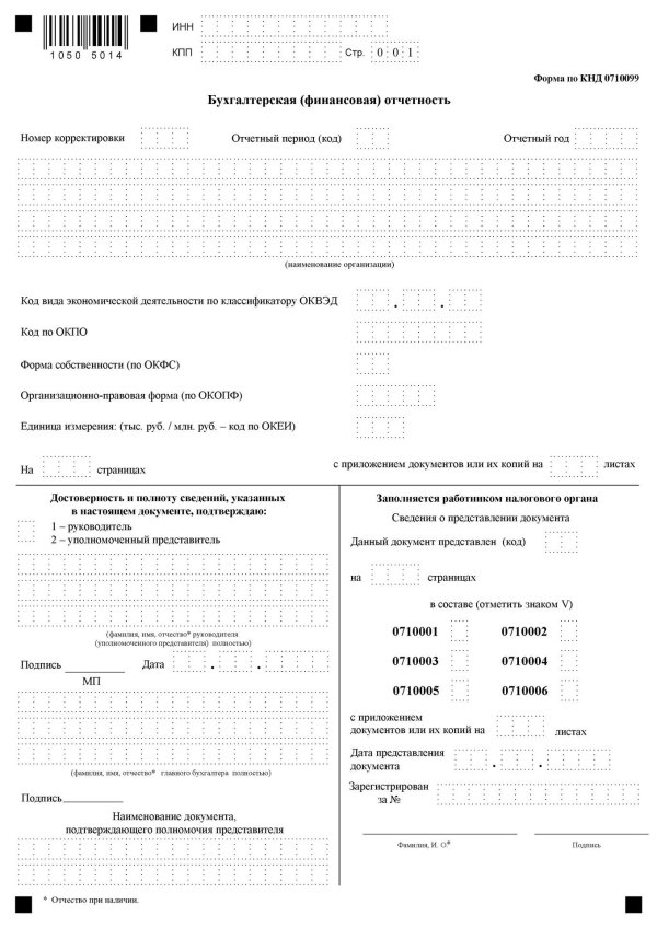 форма бухгалтерской финансовой отчетности кнд 0710099