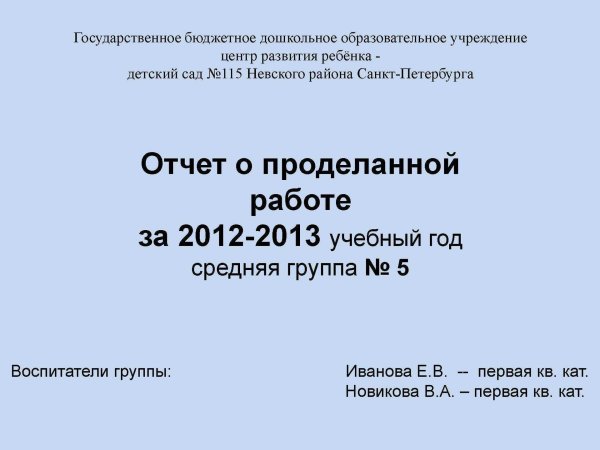 отчет по проделанной работе образец