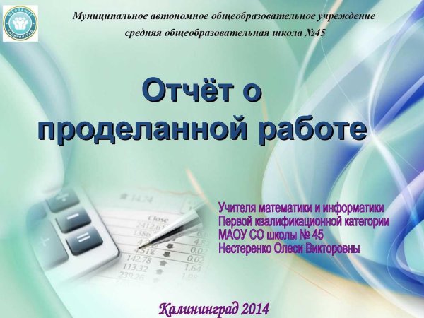 отчет по проделанной работе образец