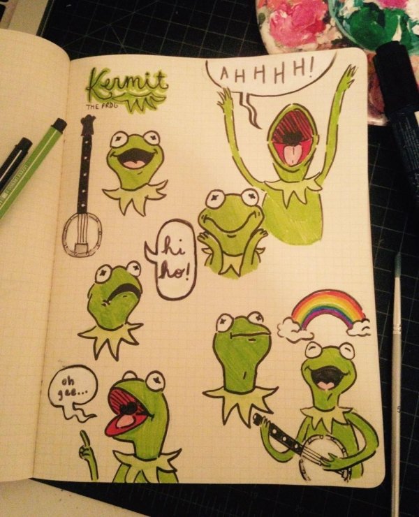 стикеры лягушка кермит