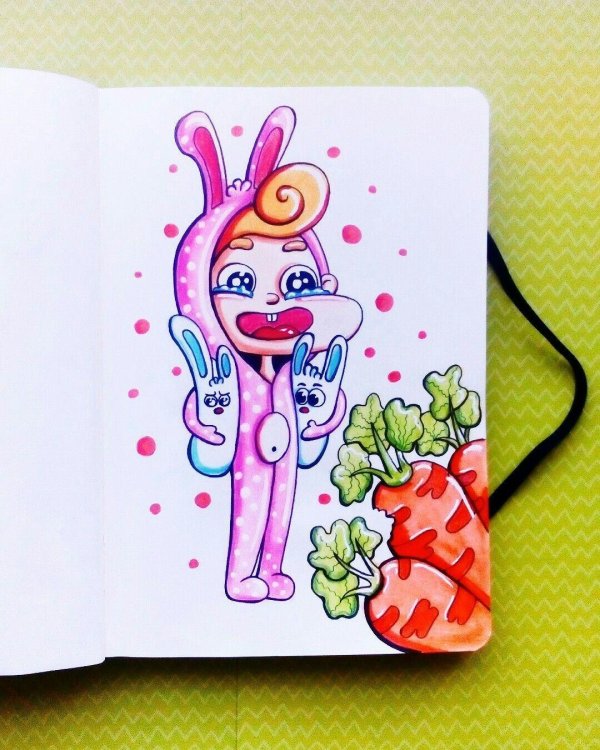 рисунки фломастерами в скетчбуке