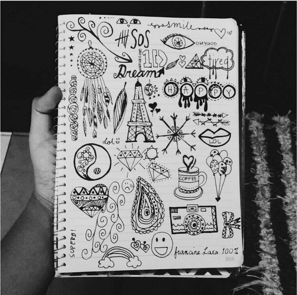 маленькие рисунки черной ручкой